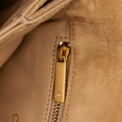 Pre Owned Chanel Beige Mini Quilted Velvet Precious Buttons Chain Flap Bag