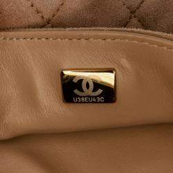 Pre Owned Chanel Beige Mini Quilted Velvet Precious Buttons Chain Flap Bag