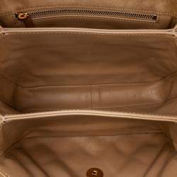 Pre Owned Chanel Beige Mini Quilted Velvet Precious Buttons Chain Flap Bag