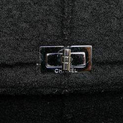 Pre Owned Chanel Black Wool Quilted Jumbo Reissue 2.55 Choco Bar Flap Bag