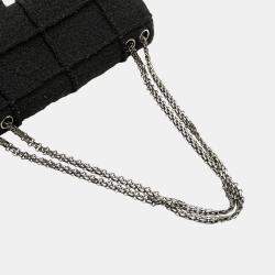 Pre Owned Chanel Black Wool Quilted Jumbo Reissue 2.55 Choco Bar Flap Bag