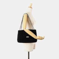 Pre Owned Chanel Black Wool Quilted Jumbo Reissue 2.55 Choco Bar Flap Bag
