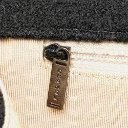 Pre Owned Chanel Black Wool Quilted Jumbo Reissue 2.55 Choco Bar Flap Bag