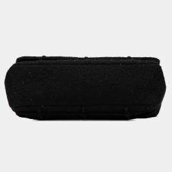 Pre Owned Chanel Black Wool Quilted Jumbo Reissue 2.55 Choco Bar Flap Bag