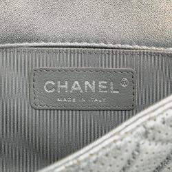 Pre Owned Chanel Silver Mini Perforated Lambskin Punch Flap