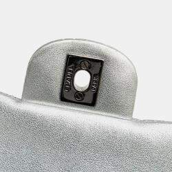 Pre Owned Chanel Silver Mini Perforated Lambskin Punch Flap
