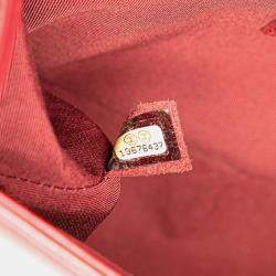 Pre Owned Chanel Red Lambskin Medium Boy Flap Bag