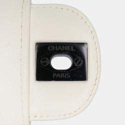 Pre Owned Chanel Ivory Leather Mini Square Classic Single Flap Bag