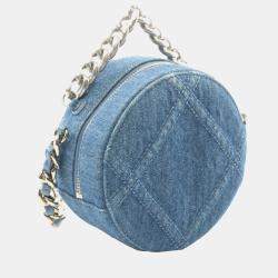 Chanel Blue Denim 19 Round Clutch with Chain