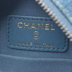 Chanel Blue Denim 19 Round Clutch with Chain