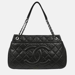 Pre Owned Chanel Black Caviar Leather Timeless Soft Chain Tote Bag