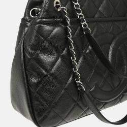Pre Owned Chanel Black Caviar Leather Timeless Soft Chain Tote Bag