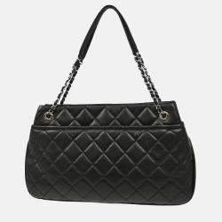 Pre Owned Chanel Black Caviar Leather Timeless Soft Chain Tote Bag