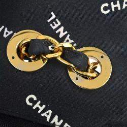 Pre Owned Chanel Black Canvas Maxi Classic Flap Shoulder Bag