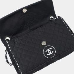 Pre Owned Chanel Black Satin Shoulder Bag