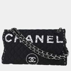 Pre Owned Chanel Black Satin Shoulder Bag
