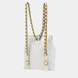 Chanel White Lambskin Duma Backpack