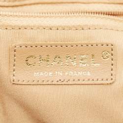 Chanel Beige Camellia Print Canvas CC Metal Handle Hobo