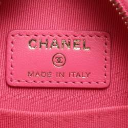 Pre Owned Chanel Pink Quilted Leather Chanel 19 Round Clutch Bag