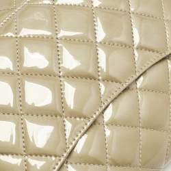 Chanel Olive Green Quilted Patent Leather Triple Compartment Flap Bag 