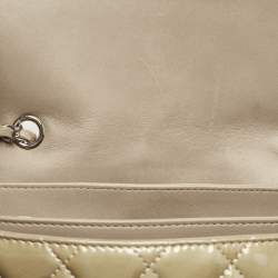 Chanel Olive Green Quilted Patent Leather Triple Compartment Flap Bag 