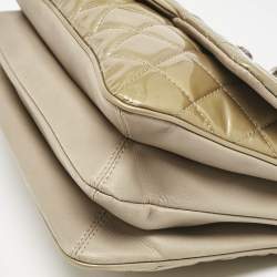 Chanel Olive Green Quilted Patent Leather Triple Compartment Flap Bag 