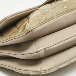 Chanel Olive Green Quilted Patent Leather Triple Compartment Flap Bag 
