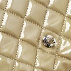 Chanel Olive Green Quilted Patent Leather Triple Compartment Flap Bag 