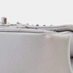Chanel Silver Lambskin Chevron Mini Rectangular Stud Wars Flap Bag