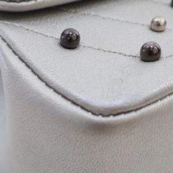Chanel Silver Lambskin Chevron Mini Rectangular Stud Wars Flap Bag