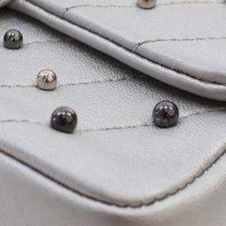 Chanel Silver Lambskin Chevron Mini Rectangular Stud Wars Flap Bag
