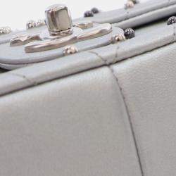 Chanel Silver Lambskin Chevron Mini Rectangular Stud Wars Flap Bag