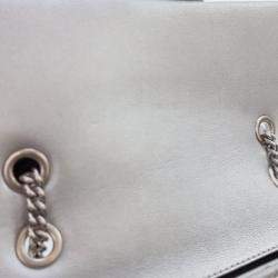 Chanel Silver Lambskin Chevron Mini Rectangular Stud Wars Flap Bag