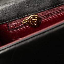 Pre Owned Chanel Black CC Patent Snake Chain Flap Bag