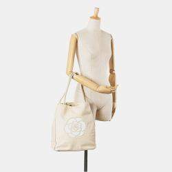 Chanel Brown Camellia Lambskin Logo Tote Bag