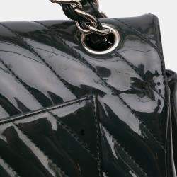 Chanel Navy Blue Jumbo Classic Chevron Patent Double Flap Bag