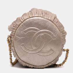 Chanel Medium Metallic Calfskin Coco Pleats Drawstring Backpack