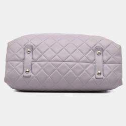 Pre Owned Chanel Grey Quilted Lambskin x3 Accordion  Bag