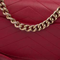Chanel Red Small Calfskin Coco Chevron Envelope Flap Bag