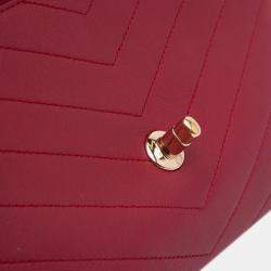 Chanel Red Small Calfskin Coco Chevron Envelope Flap Bag