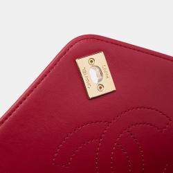 Chanel Red Small Calfskin Coco Chevron Envelope Flap Bag