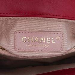 Chanel Red Small Calfskin Coco Chevron Envelope Flap Bag