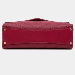 Chanel Red Small Calfskin Coco Chevron Envelope Flap Bag