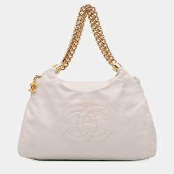 Chanel White Calfskin Rodeo Drive Hobo Bag