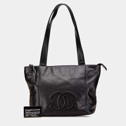 Pre Owned Chanel Black CC Caviar Tote Bag
