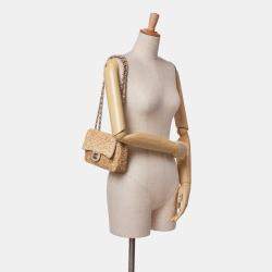 مملوكة مسبقًا Chanel Brown Small Raffia Sequin Single Flap Bag