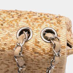 مملوكة مسبقًا Chanel Brown Small Raffia Sequin Single Flap Bag