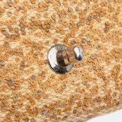 مملوكة مسبقًا Chanel Brown Small Raffia Sequin Single Flap Bag