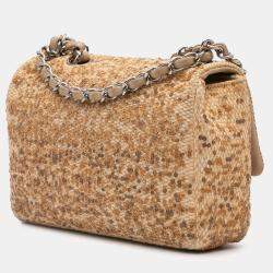 مملوكة مسبقًا Chanel Brown Small Raffia Sequin Single Flap Bag