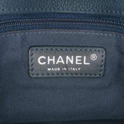 Pre Owned Chanel Navy Blue Small Quilted Caviar Casual Pocket Flap Bag